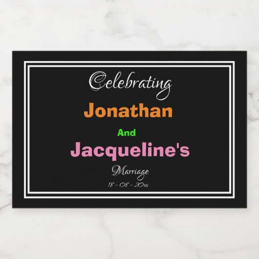 明モダンるいはっきりしたパーソナライズされたと結婚ミニ スパークリングワインラベル (シングルラベル)