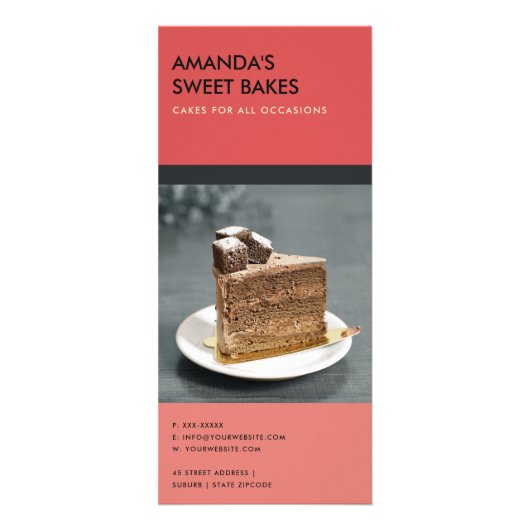 明モダンるいはっきりしたピンク赤ベーカリー価格サービス ラックカード (裏面)