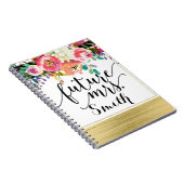 明モダンるいはっきりしたフローラ水彩未来ミセス ノートブック (右側)