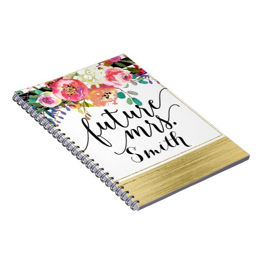 明モダンるいはっきりしたフローラ水彩未来ミセス ノートブック (右側)