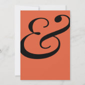 明モダンるいオレンジはっきりした色の黒い結婚タイポグラフィ 招待状 (裏面)