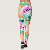 明モダンるいカラフルフローラの水色 レギンス (裏面)