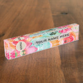 明モダンるいカラフルフローラ水カラークラフト デスクネームプレート (側面)