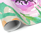 明モダンるいカラフルフローラ水色シック ラッピングペーパー (ロールコーナー)