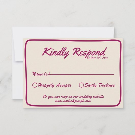 明モダンるいカラフルレトロお洒落おもしろい結婚の 出欠カード (正面)