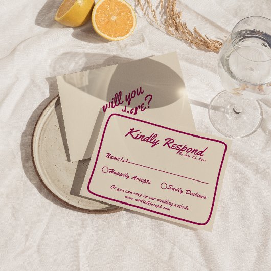 明モダンるいカラフルレトロお洒落おもしろい結婚の 出欠カード