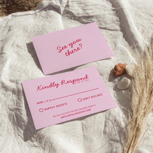 明モダンるいカラフルレトロファンキーおもしろい結婚の 出欠カード