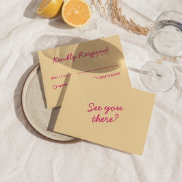 明モダンるいカラフルレトロファンキーおもしろい結婚の 出欠カード