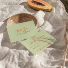 明モダンるいカラフル描レトロ結婚リボン 出欠カード