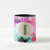 明モダンるいカラフル春フローラ水色 マグカップ (中央)