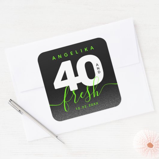 明モダンるいガーリーグリーン40とフレッシュ スクエアシール (封筒)