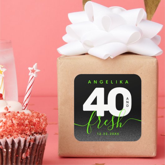 明モダンるいガーリーグリーン40とフレッシュ スクエアシール (パーティー)