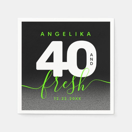 明モダンるいガーリーグリーン40とフレッシュ スタンダードカクテルナプキン (正面)