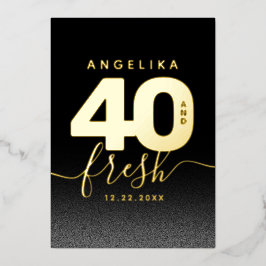 明モダンるいガーリーグリーン40とフレッシュ 箔招待状