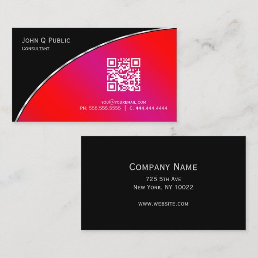 明モダンるいクリムゾンQRエレガントプロフェッショナル 名刺 (正面/裏面)