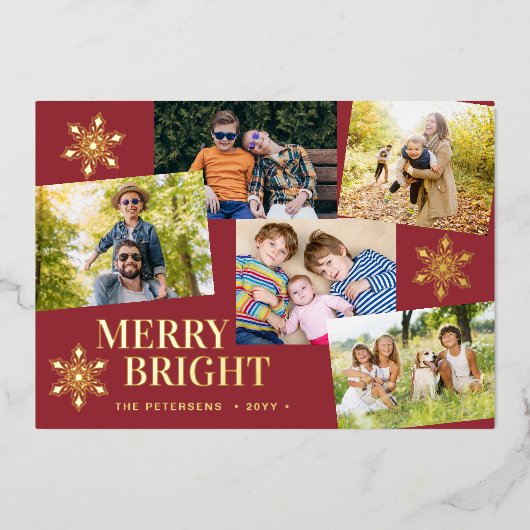 明モダンるいメリー写真クリスマス赤金ゴールド 箔シーズンカード (正面)