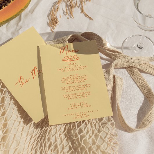 明モダンるい手カラフル引きレトロ結婚ズ メニュー