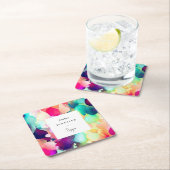 明モダンるい抽象芸術ピンク絵を描パターン スクエアペーパーコースター (インサイチュ)