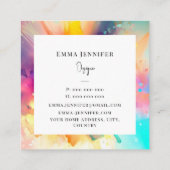 明モダンるい抽象芸術ピンク絵を描パターン スクエア名刺 (裏面)