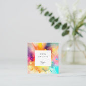 明モダンるい抽象芸術ピンク絵を描パターン スクエア名刺 (スタンド正面)