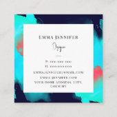 明モダンるい抽象芸術ブルー色彩の鮮やかパターン スクエア名刺 (裏面)