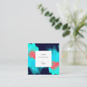 明モダンるい抽象芸術ブルー色彩の鮮やかパターン スクエア名刺 (スタンド正面)