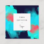 明モダンるい抽象芸術ブルー色彩の鮮やかパターン スクエア名刺 (正面)