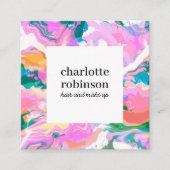 明モダンるい抽象芸術色彩の鮮やか大理石のパターン スクエア名刺 (正面)