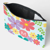 明モダンるい明るい花モノグラムの柄 アクセサリーポーチ (見開き)