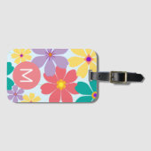 明モダンるい明るい花モノグラムの柄 ラゲッジタグ (正面横)