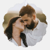 明モダンるい結婚した緑の休日の写真 オーナメントカード (裏面)