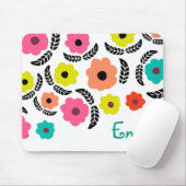 明モダンるい花と黒いパーソナライズされた葉 マウスパッド (マウス)