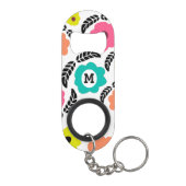 明モダンるい花と黒葉モノグラム キーホルダー栓抜き (裏面)