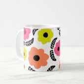 明モダンるい花と黒葉モノグラム コーヒーマグカップ (正面左)