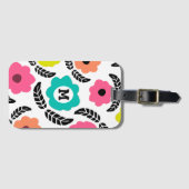 明モダンるい花と黒葉モノグラム ラゲッジタグ (正面横)