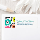 明モダンるい花と黒葉モノグラム ラベル (インサイチュ)