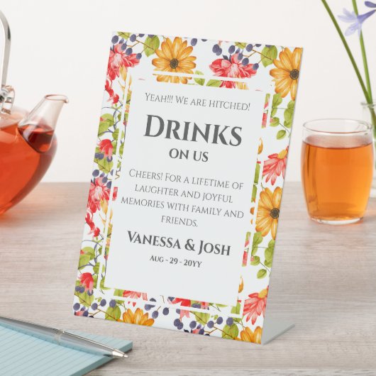 明モダンるい花のパタ結婚ーンのバー 台座サイン (インサイチュ)