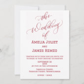 明モダンるい赤と白シンプル結婚 招待状 (正面)