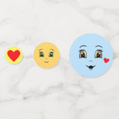 明モダンるい青と黄色の幸せな顔 コンフェッティ (正面)