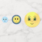 明モダンるい青と黄色の幸せな顔 コンフェッティ (裏面)