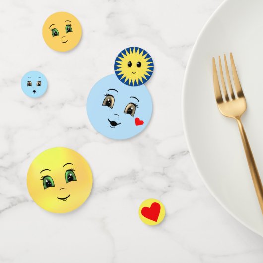 明モダンるい青と黄色の幸せな顔 コンフェッティ (グループ)