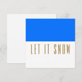 明モダンるい青の白"LET IT SNOW"色ブロック シーズンカード (正面/裏面)