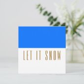 明モダンるい青の白"LET IT SNOW"色ブロック シーズンカード (スタンド正面)