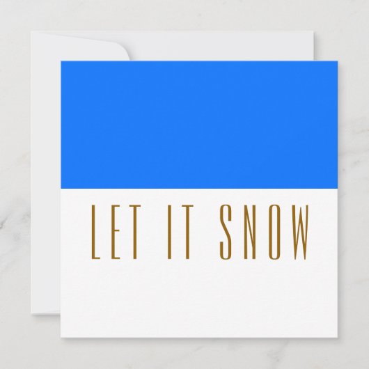 明モダンるい青の白"LET IT SNOW"色ブロック シーズンカード (正面)