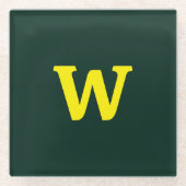 明モダンるい黄イニシャルレタリング ガラスコースター (正面)