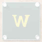 明モダンるい黄イニシャルレタリング ガラスコースター (裏面)