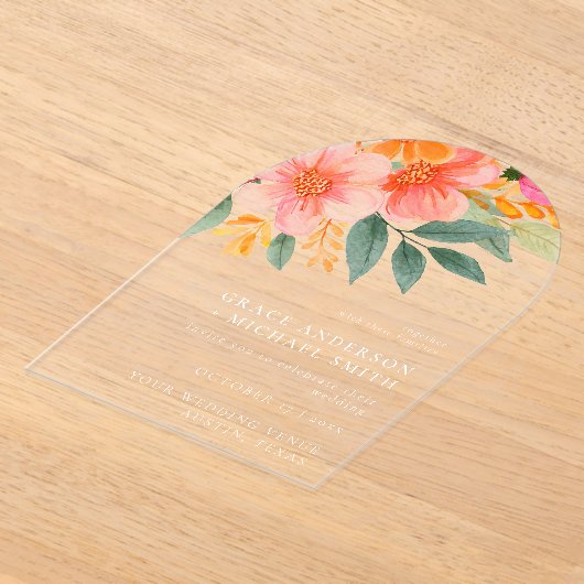 明モダンエレガントるいフローラ結婚の アクリル招待状 (レイダウン)