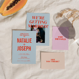 明モダンカラフルるいレトロはっきりした結婚ズ 招待状