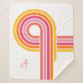 明モダンガーリーるい色の曲線ストライプパターン シェルパブランケット (正面)