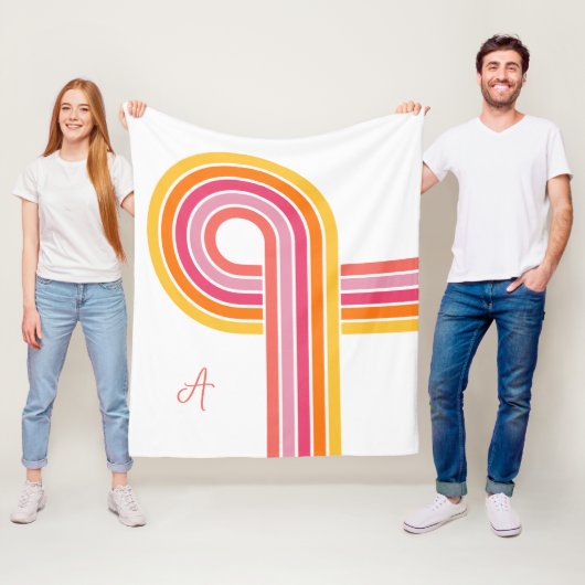 明モダンガーリーるい色の曲線ストライプパターン フリースブランケット (インサイチュ)